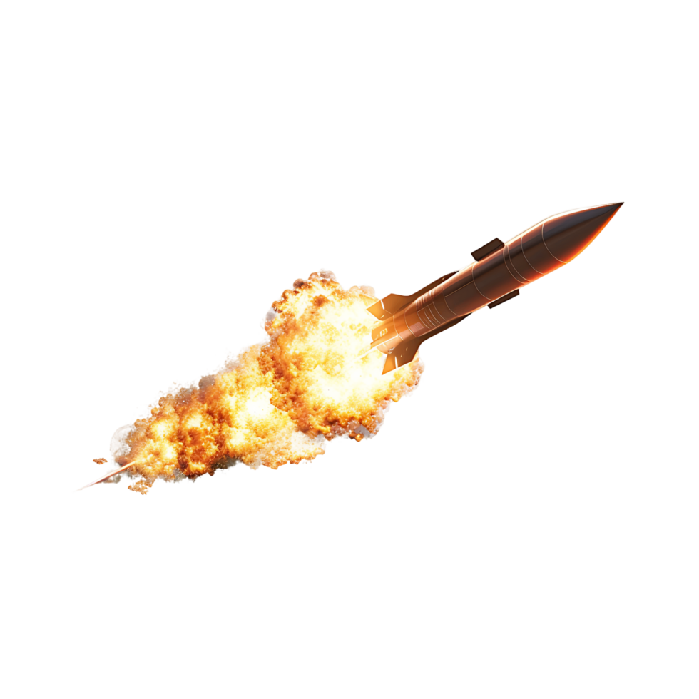 Isolated Missile with Flame png