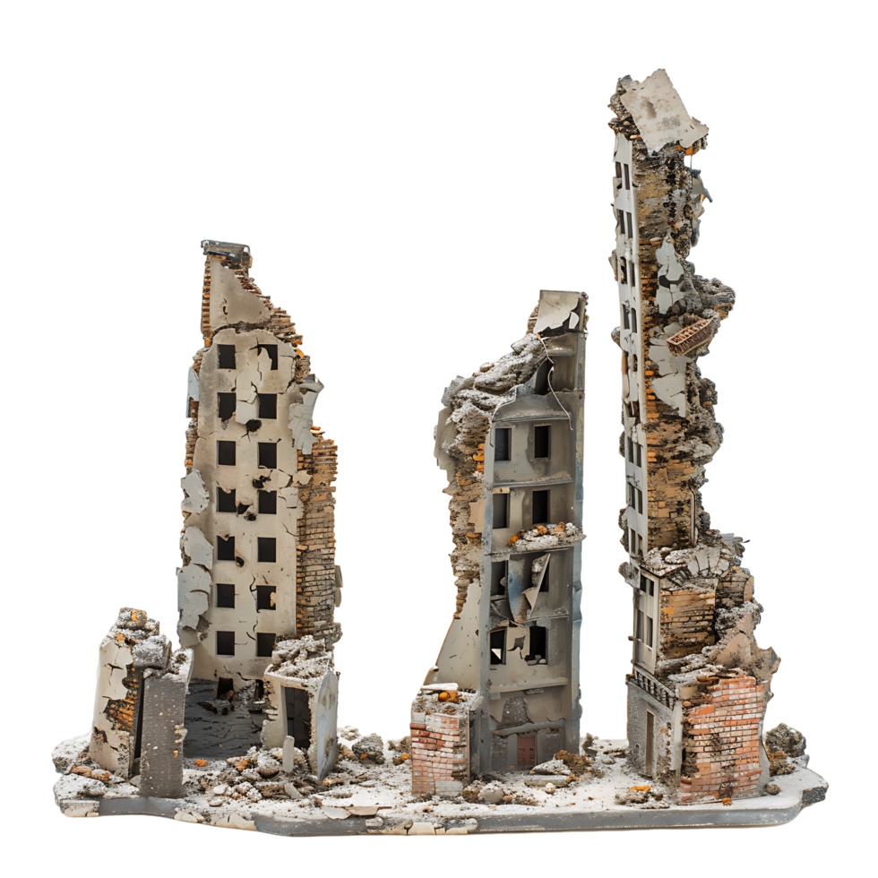 Isolated Cityscape of Ruined Skyscrapers png