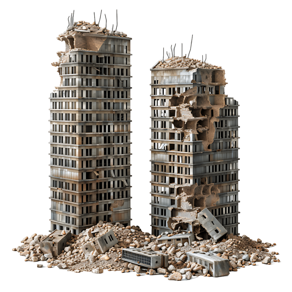 Transparent Background with Ruined Buildings png