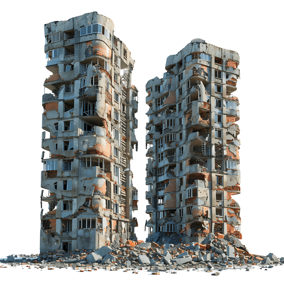 Ruined Skyscrapers Cut Out on Transparent png