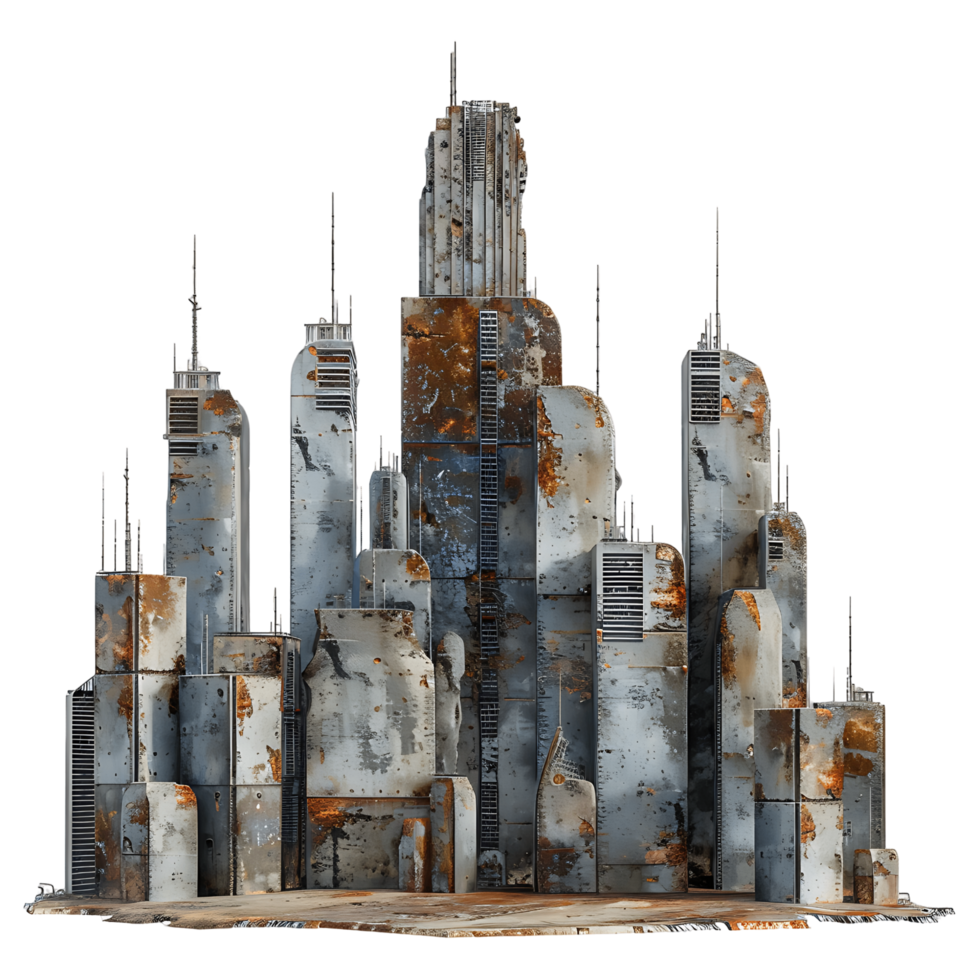 Transparent Background Set of Ruined Buildings png