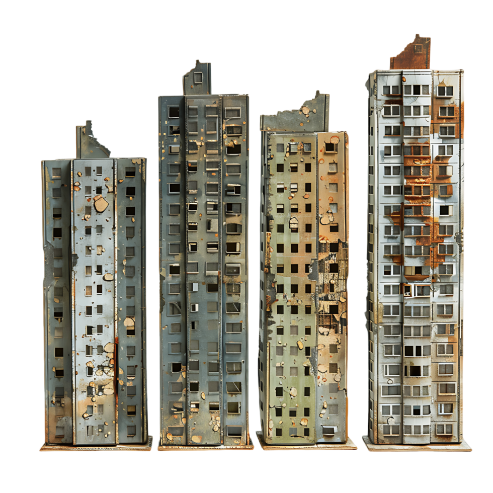 Ruined City Buildings Isolated png