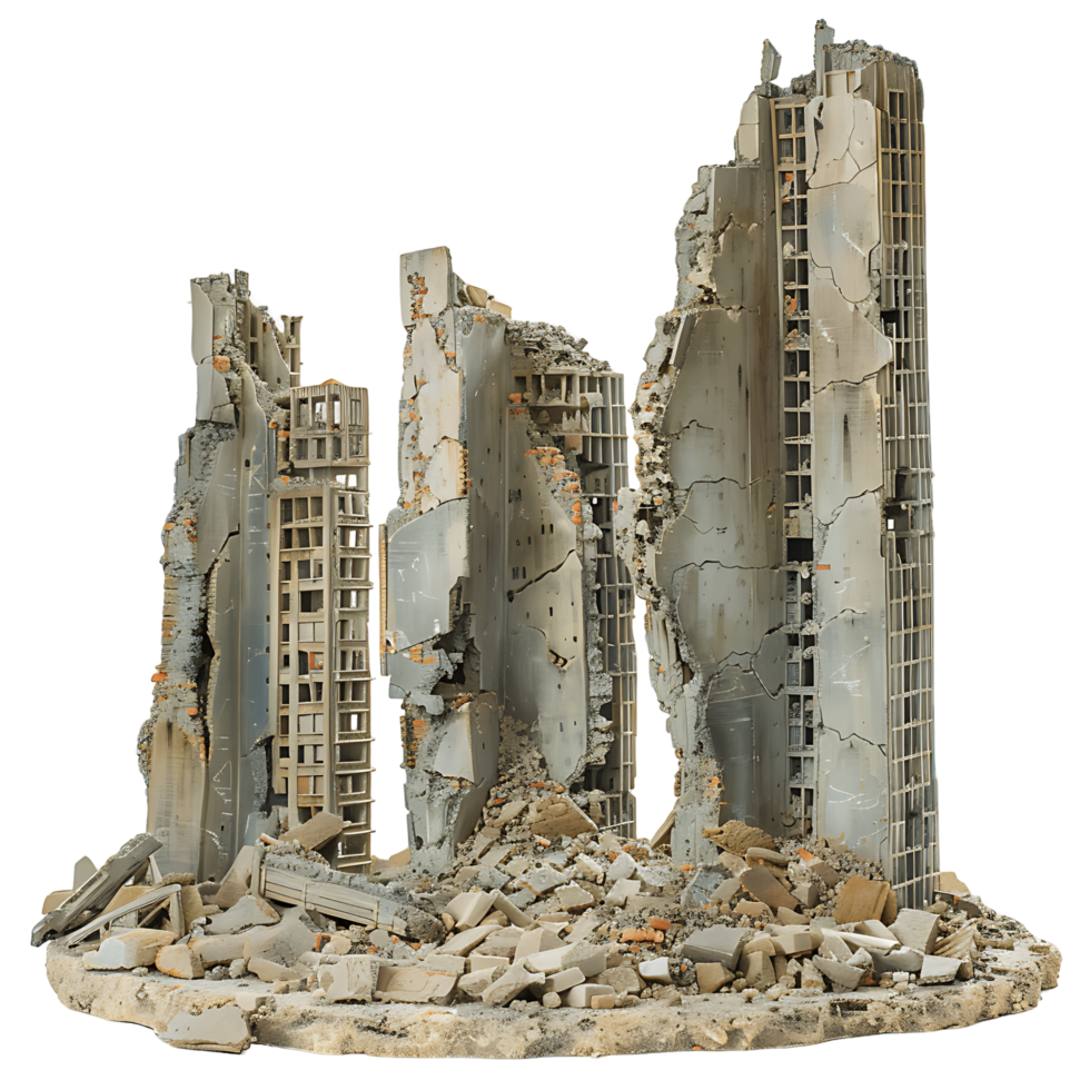 Transparent Background with Ruined Cityscape png