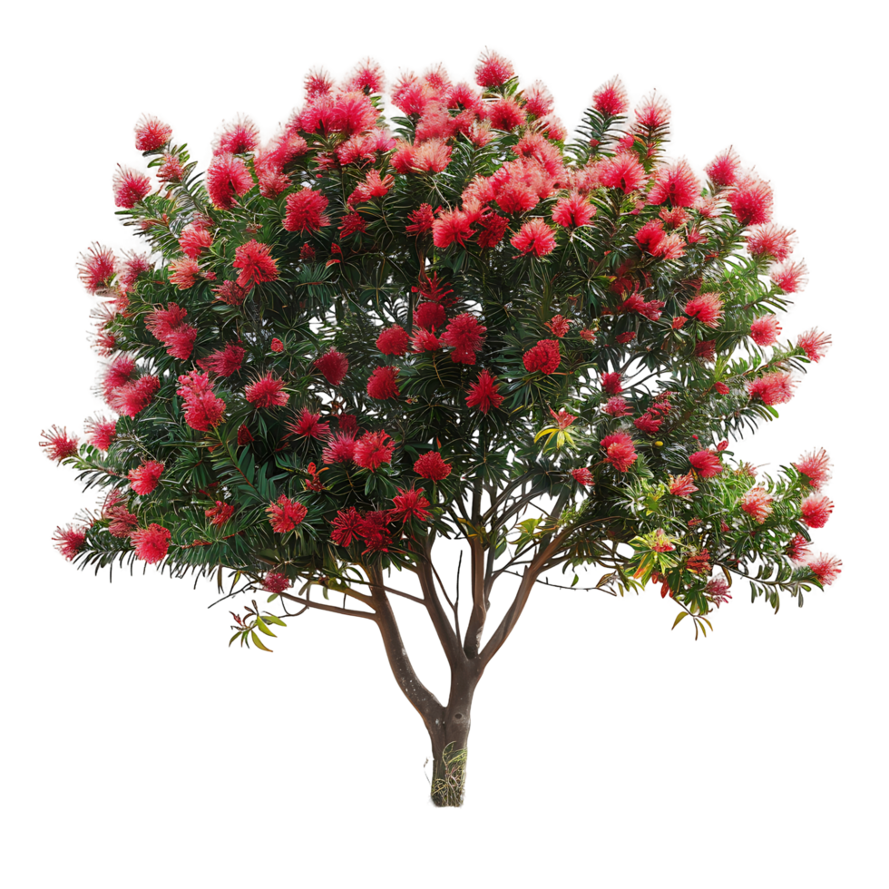 Callistemon Viminalis Tree on Clear Background Cutout png