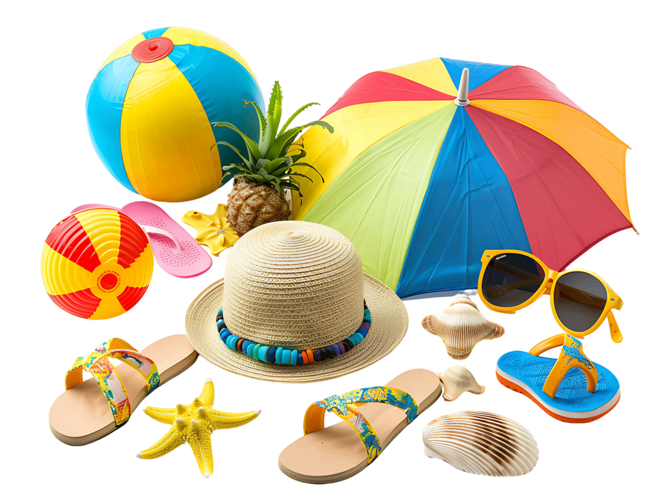 Set of Summer Beach Items Isolated png