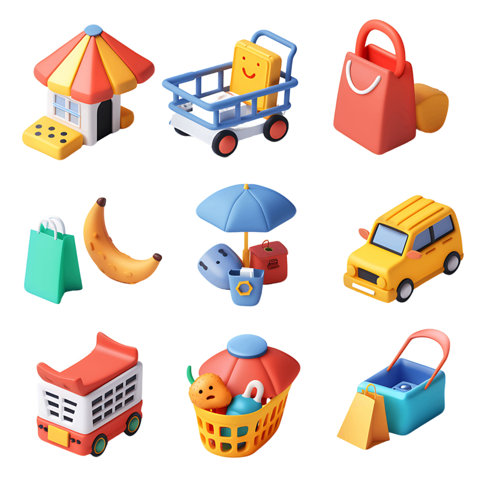 Transparent Shopping and Retail 3D Icons png