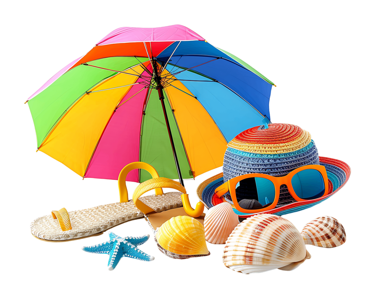 Transparent Background with Vacation Beach Items png