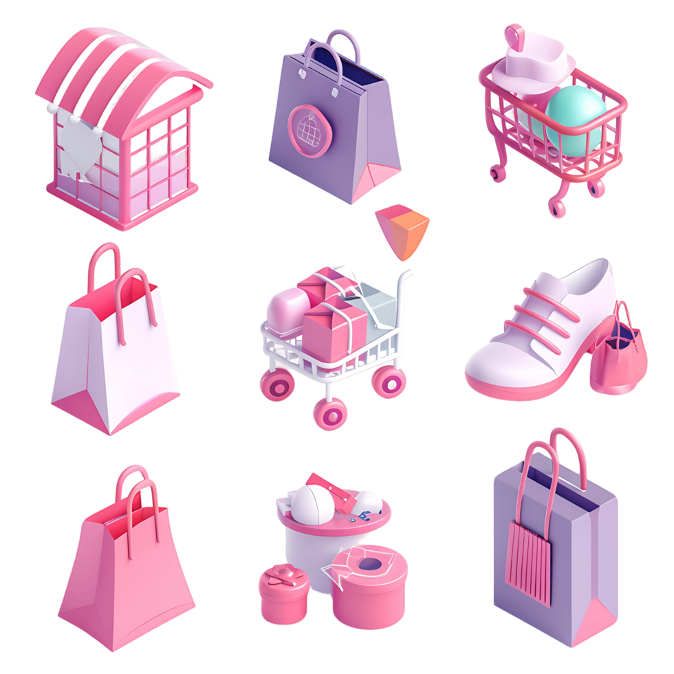 Clear Background 3D Retail Icon Pack png