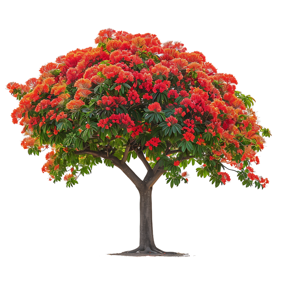 Delonix Regia Tree Isolated on Clear Background png
