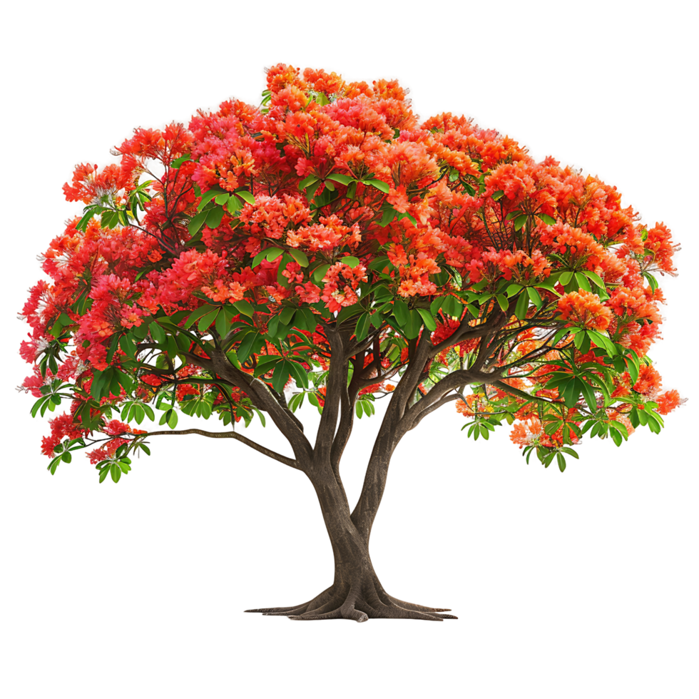 Delonix Regia Tree on Transparent Background png