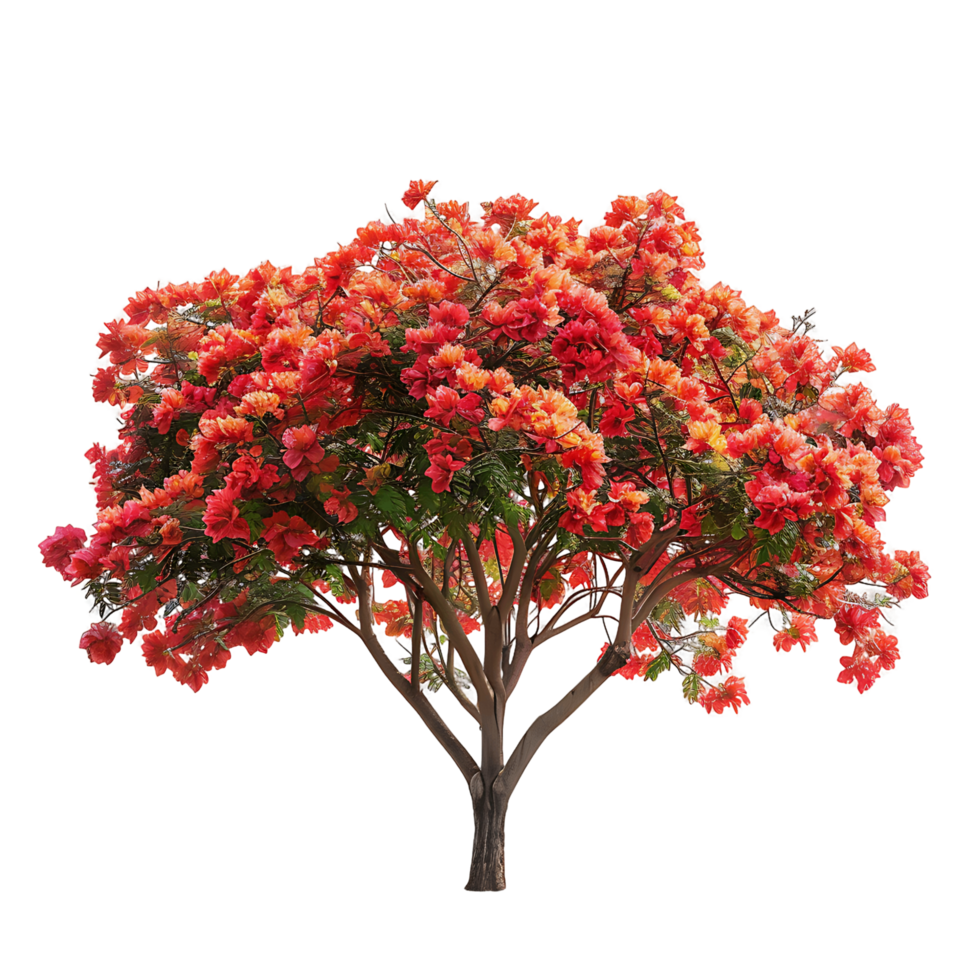 Delonix Regia Tree with Transparent Background Cutout png