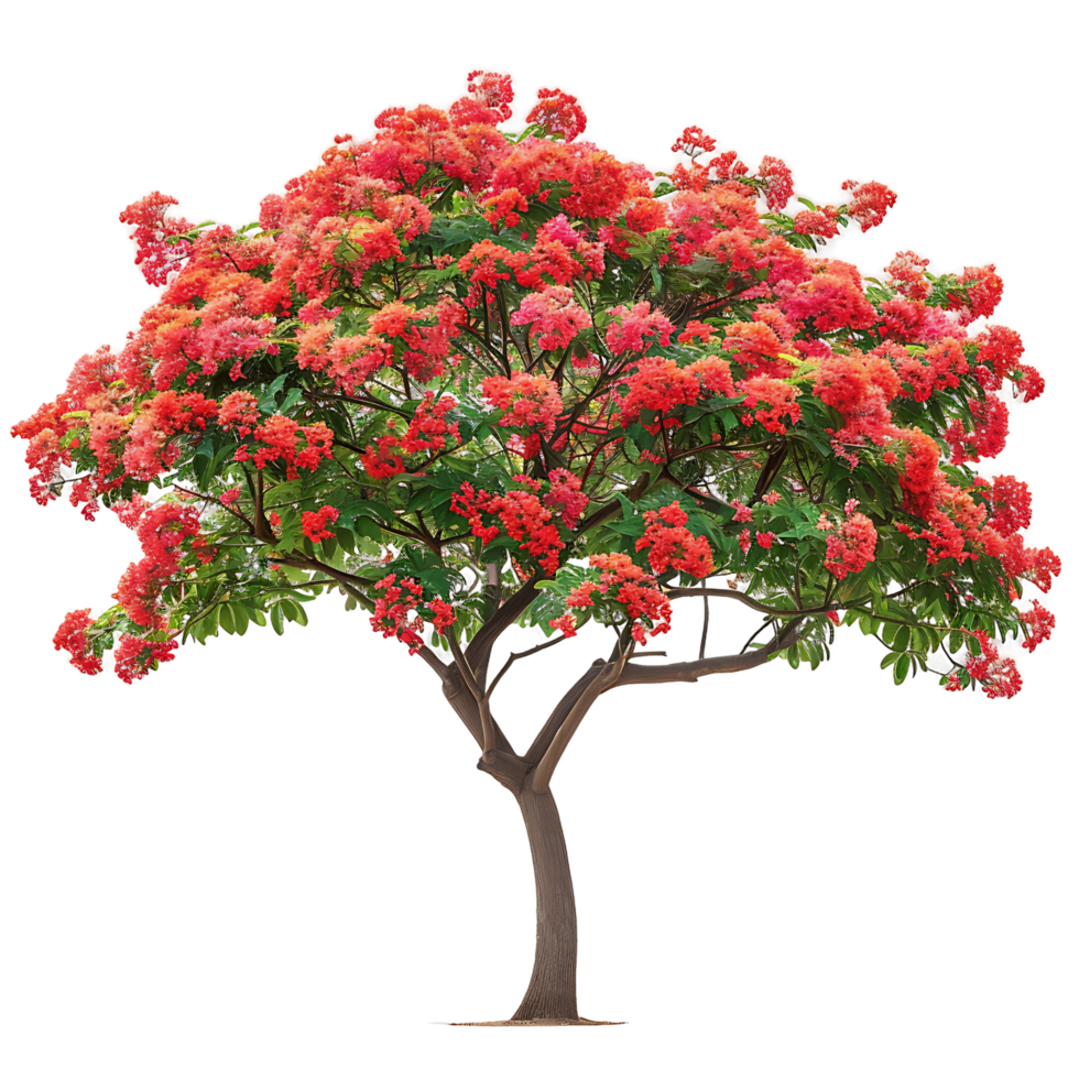 Delonix Regia Tree Isolated on Transparent png