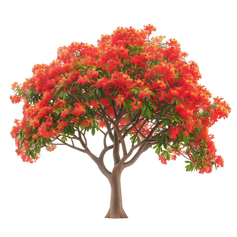 Delonix Regia Tree on Transparent Background png