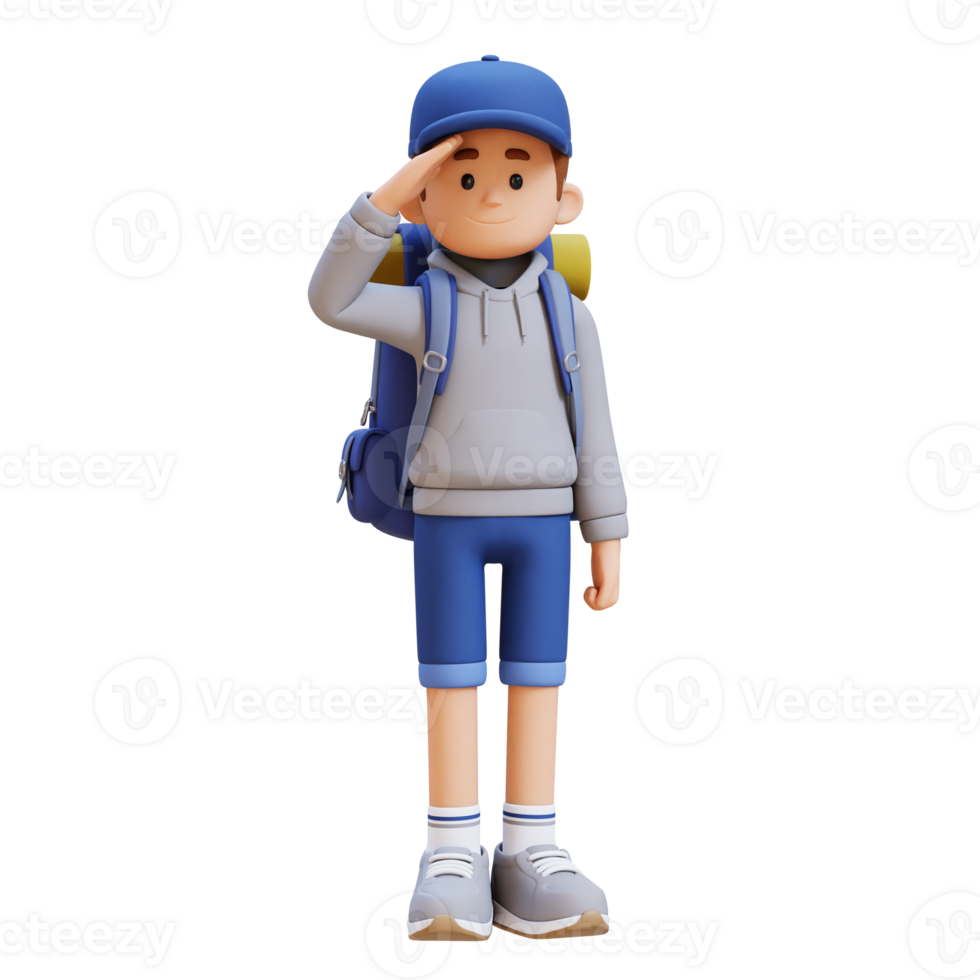 3D Traveller Character Salute Pose png