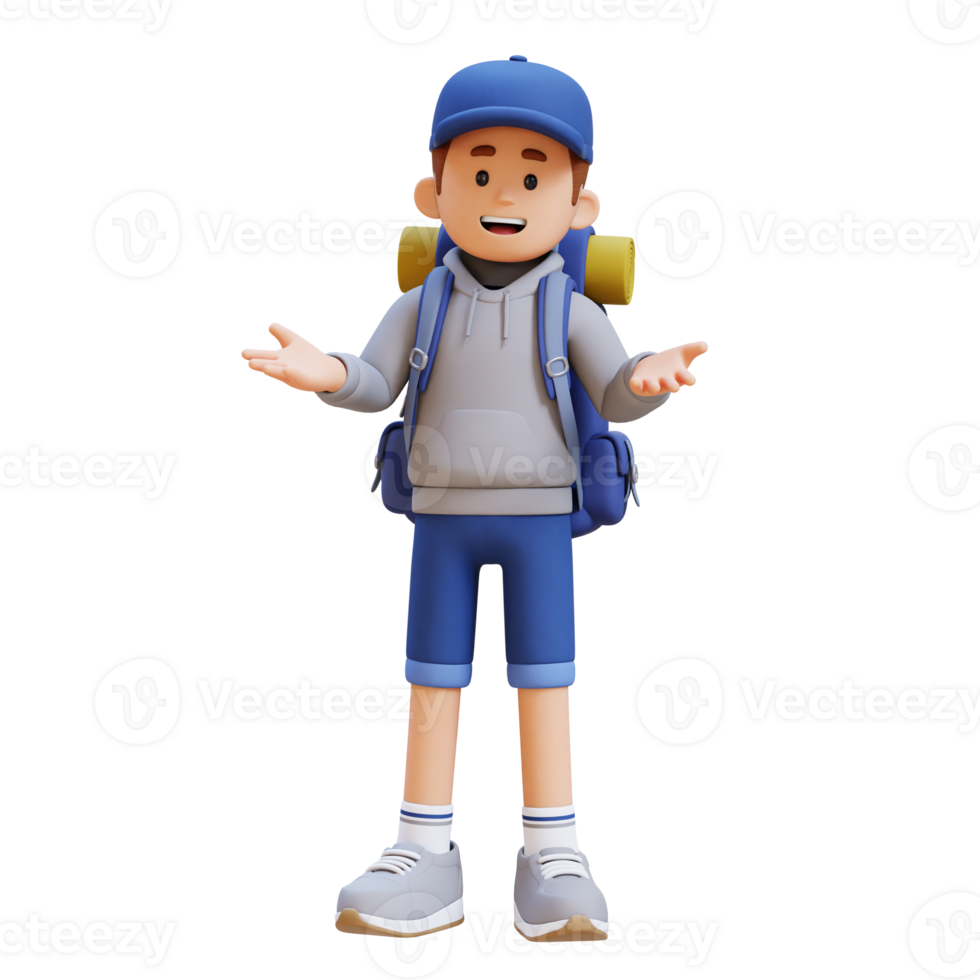 3D Traveller Character Communication Pose png