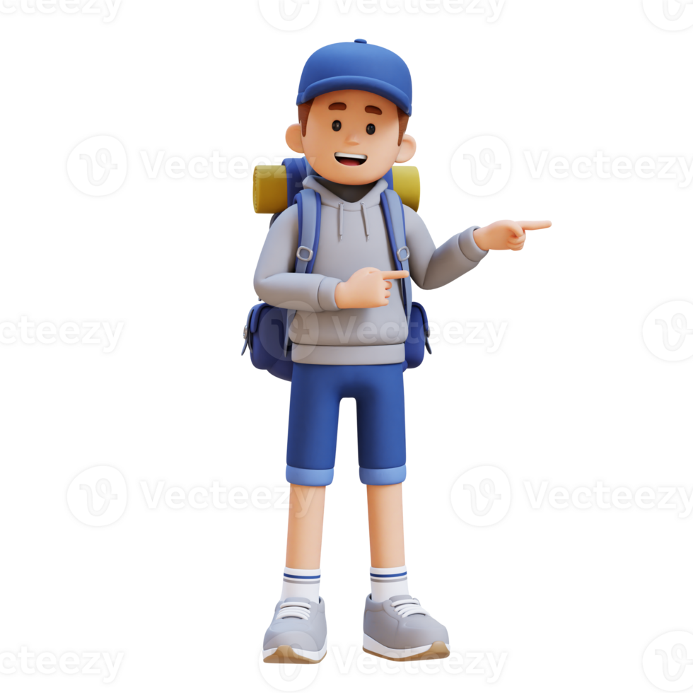 3D Traveller Character Pointing to the Left Pose png