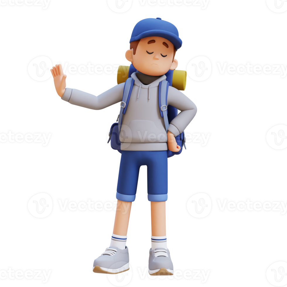 3D Traveller Character in Stop Refusal Pose png