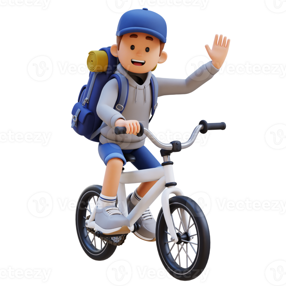 3D Traveller Character Riding Bicycle png
