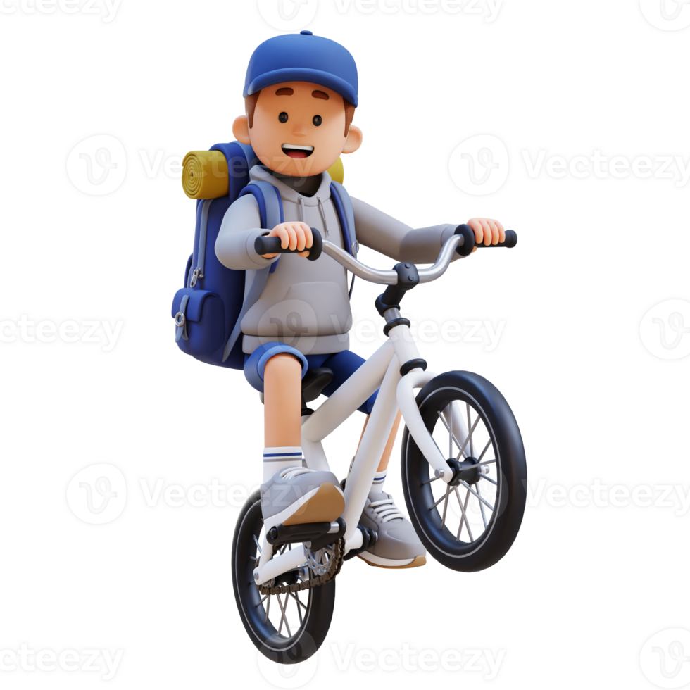 3D Traveller Character Riding Bicycle png
