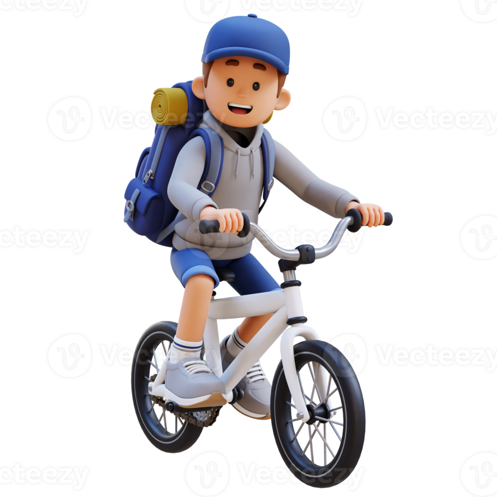 3D Traveller Character Riding Bicycle png