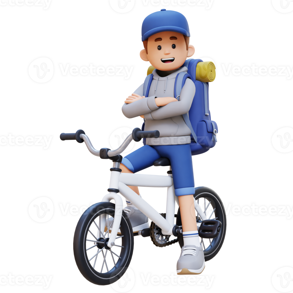 3D Traveller Character Riding Bicycle png