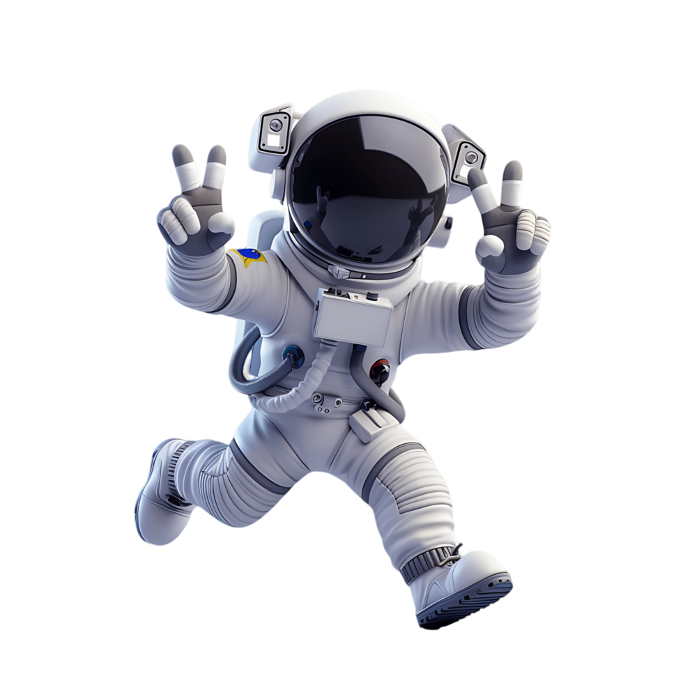 Isolated Cute Astronaut in 3D png