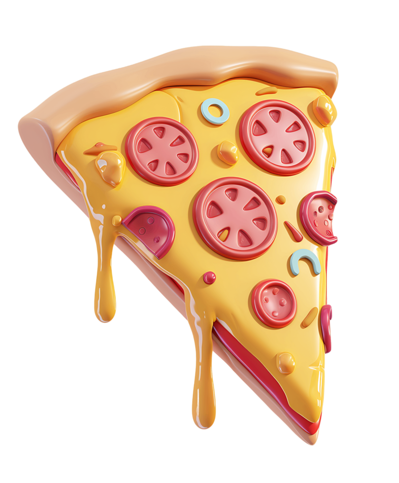 Flying 3D Pizza Slice Transparent Background png