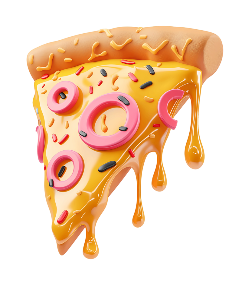 3D Flying Pizza Slice Icon Isolated png