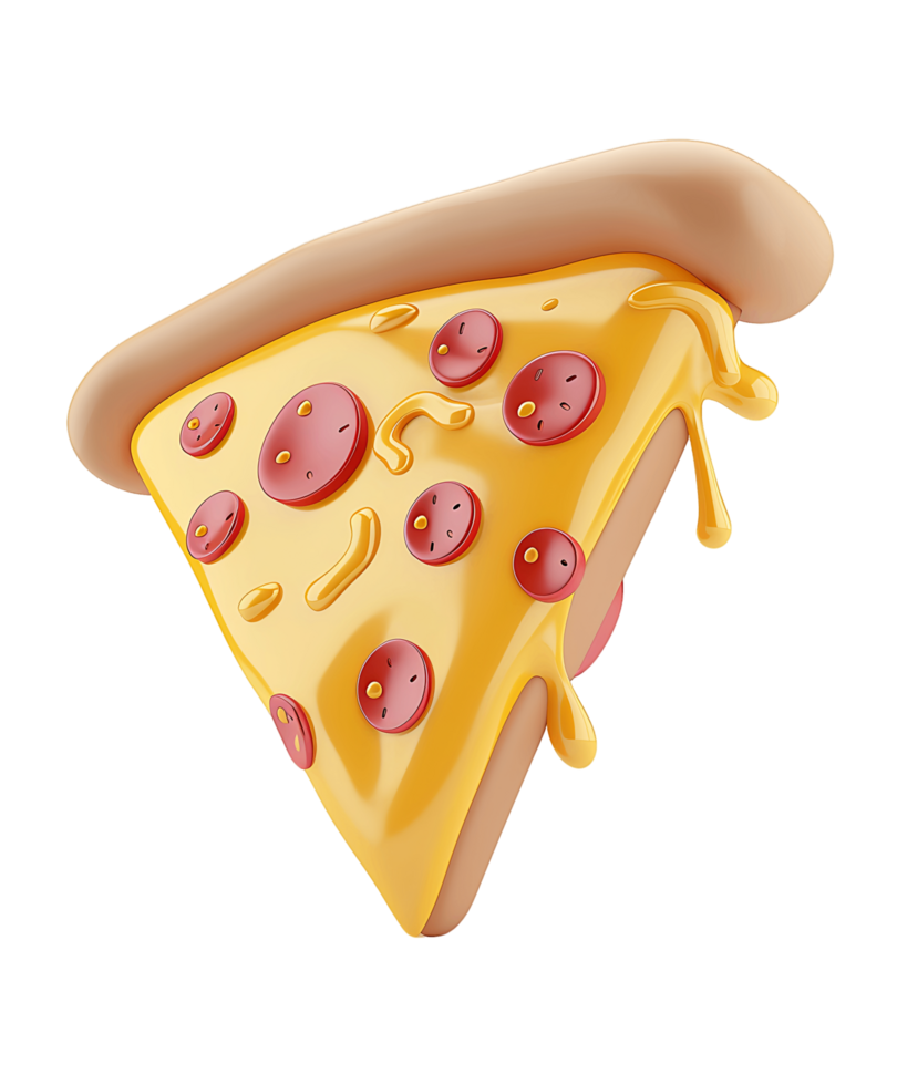 3D Pizza Slice Flying on Transparent png