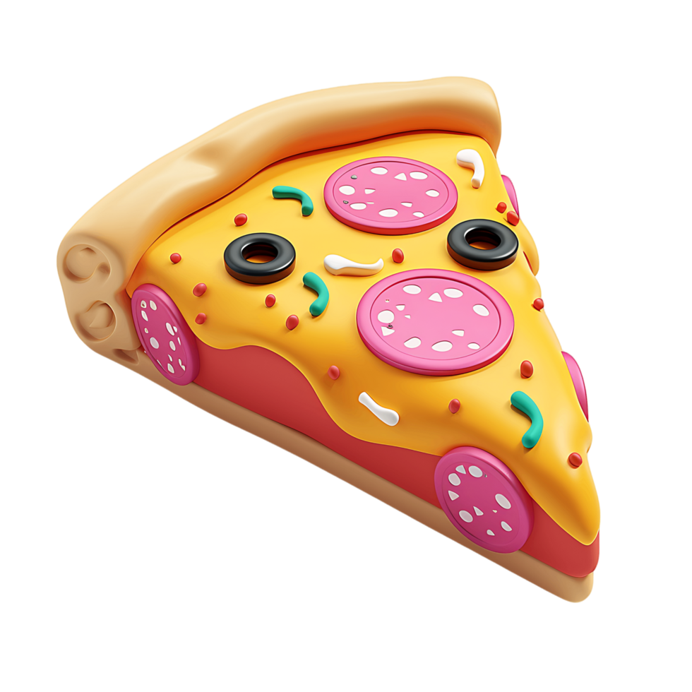 Pizza Slice Icon 3D on Transparent Background png