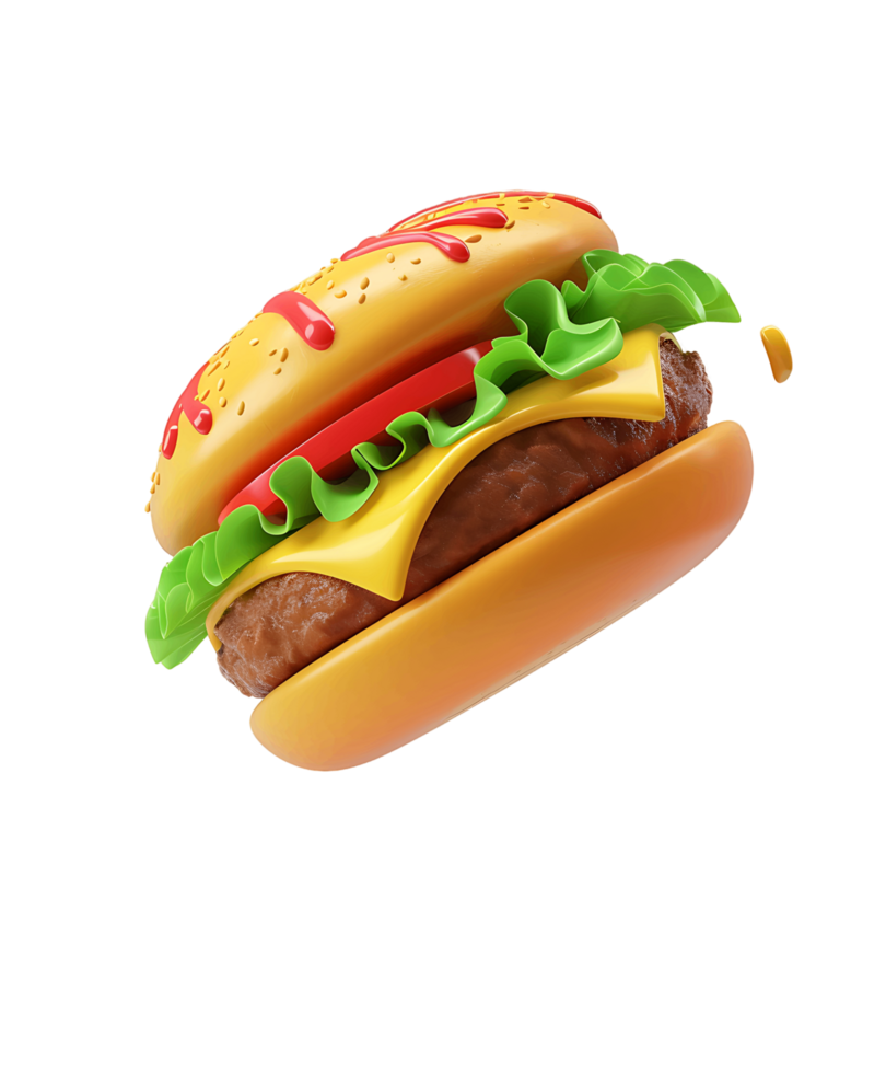 3D Rendered Hamburger on Transparent png