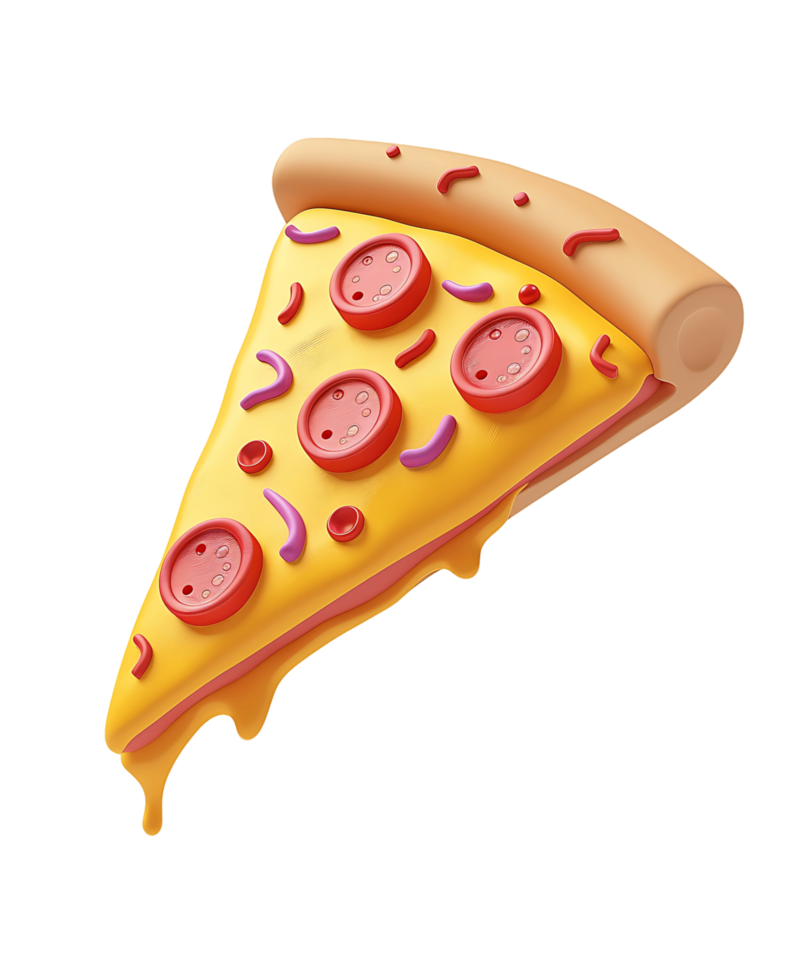 Flying 3D Render Pizza Slice on Transparent png