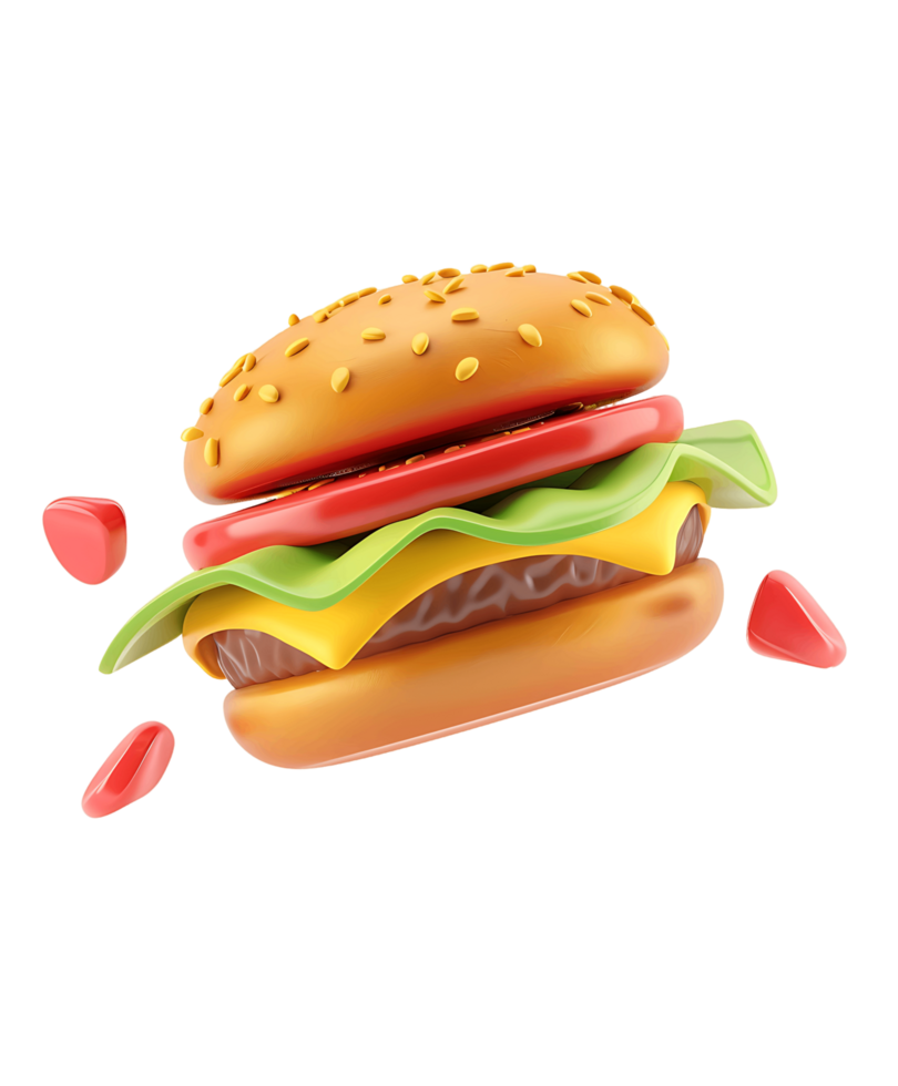 3D Hamburger Icon Flying Slice Isolated png