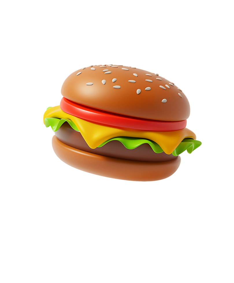 3D Render Flying Hamburger png