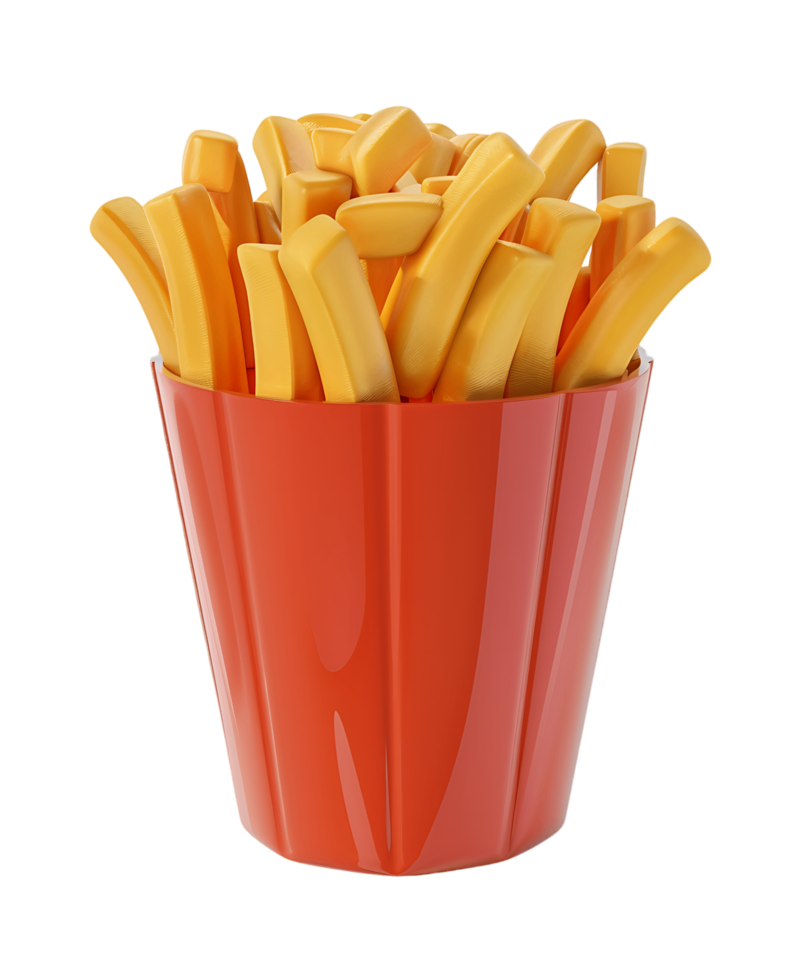 3D render french fries icon transparent background png