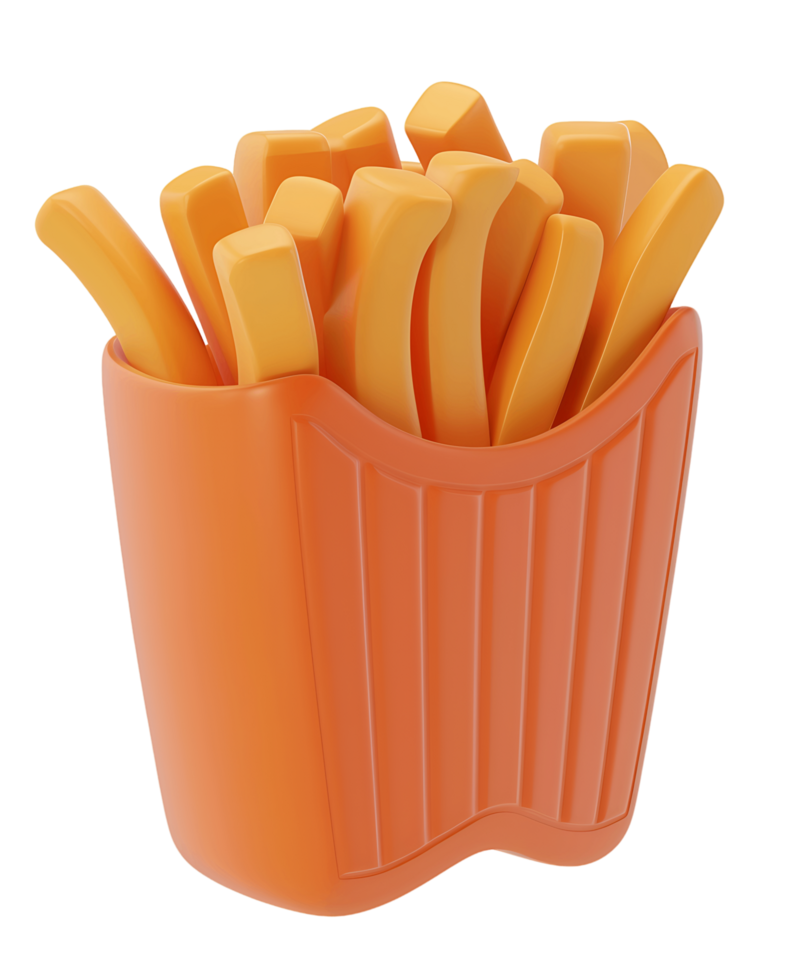 3D fries icon isolated transparent background png