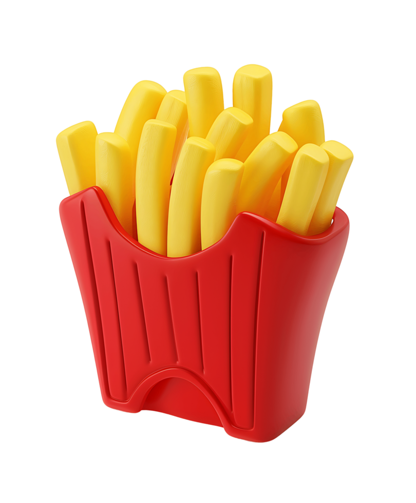 3D rendering fries icon transparent background png