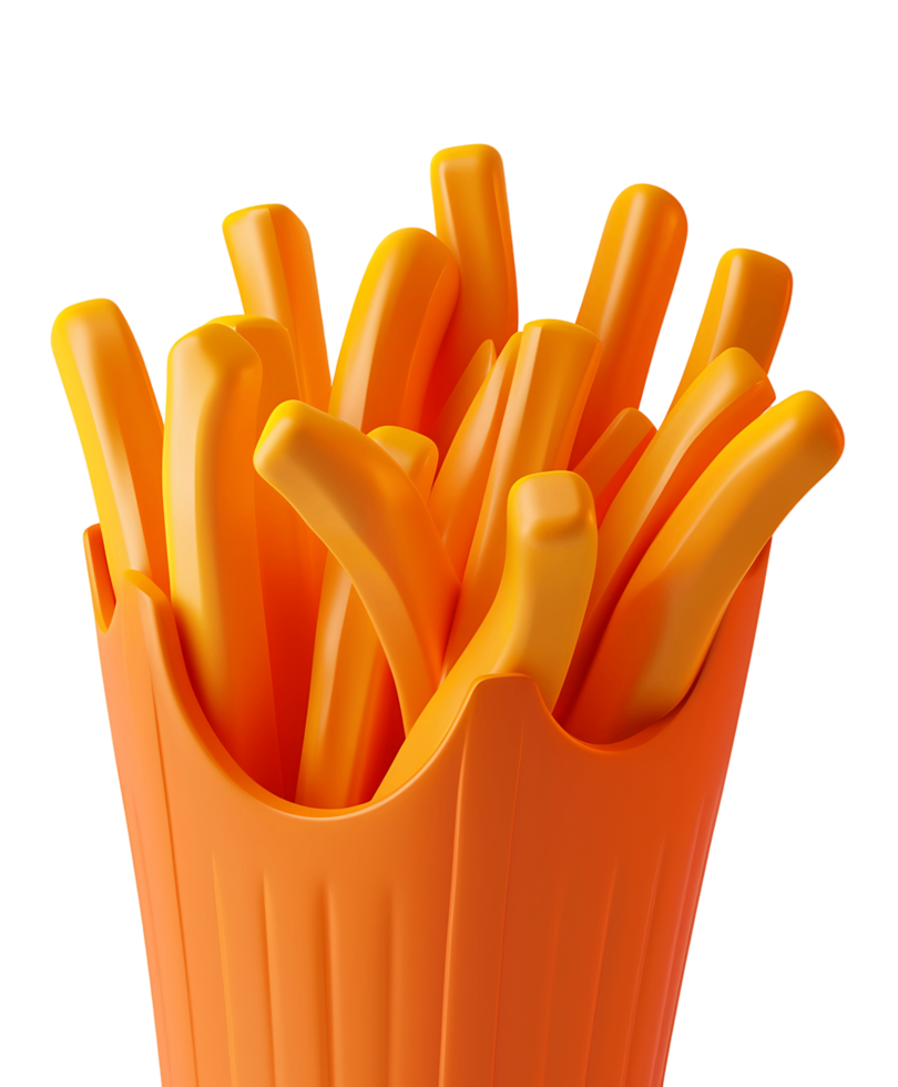 Transparent fries icon 3D isolated png