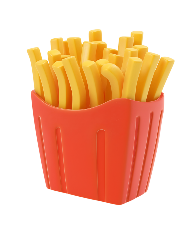 French fries icon 3D render isolated png