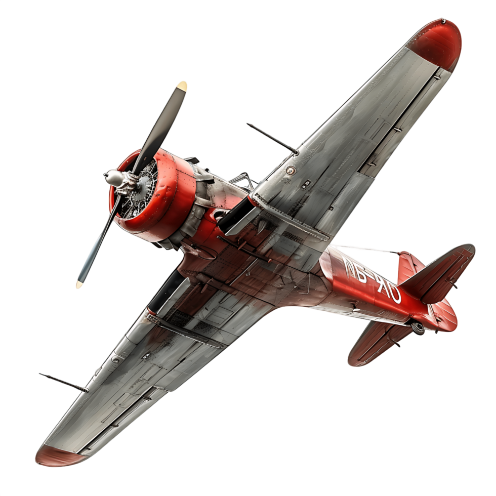 Old Fighter Plane Flying Isolated on Clear Background png