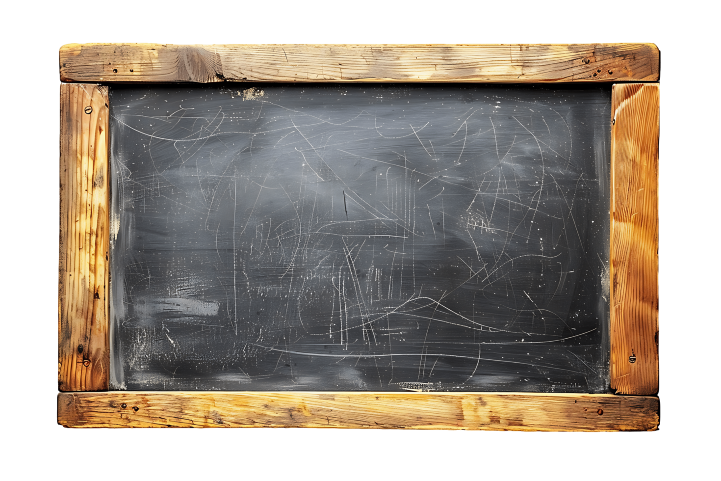 Isolated Blank Chalkboard with Wooden Frame png