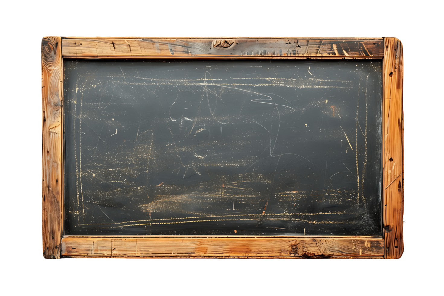 Blank Blackboard with Wooden Frame Isolated png