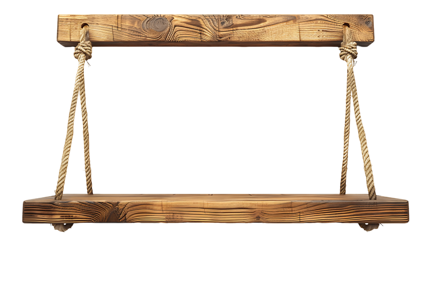Hanging Wooden Shelf on Clear Background png