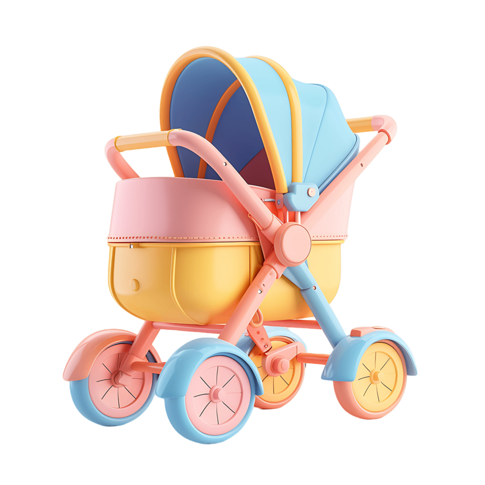 Baby stroller icon 3D rendering clear png
