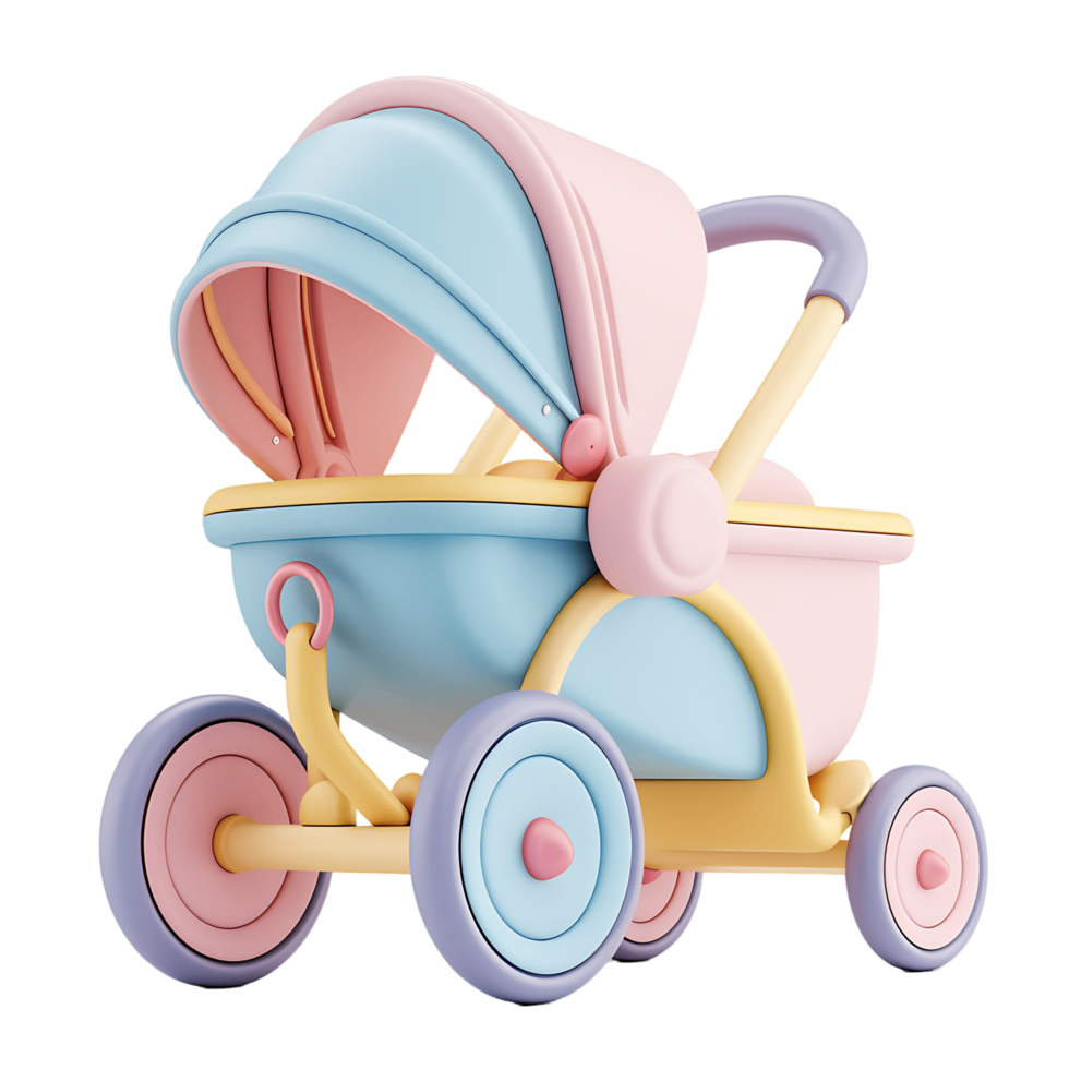 Baby stroller 3D icon isolated transparent png