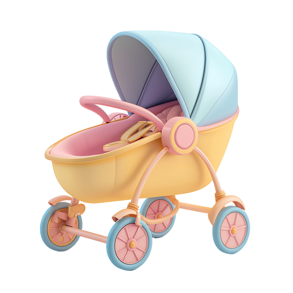 Transparent 3D icon baby stroller isolated png