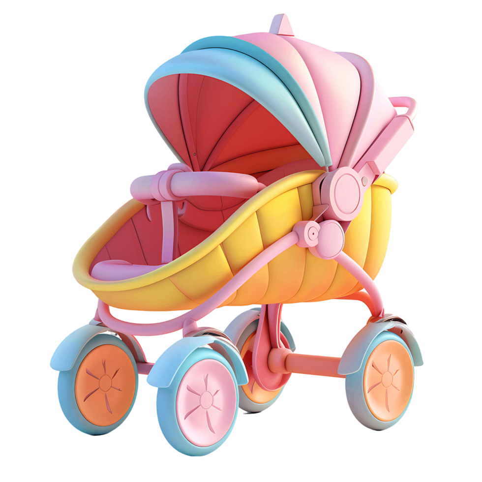 3D baby stroller icon transparent background png
