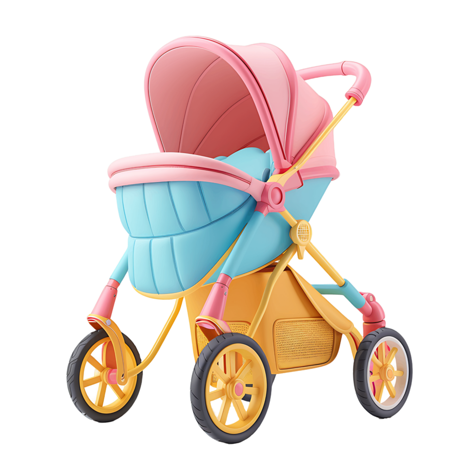 Transparent background 3D baby stroller icon png