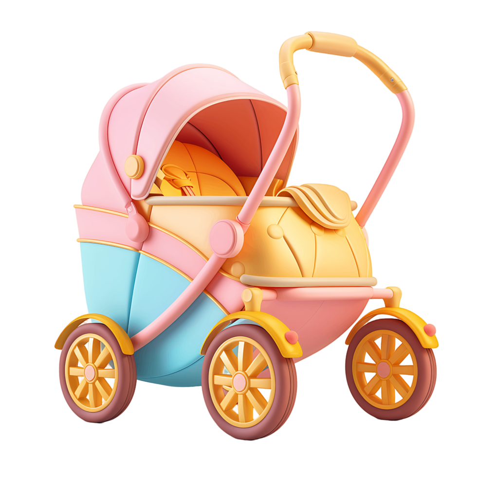Baby stroller 3D icon isolated clear png