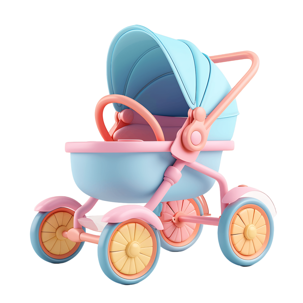 Transparent baby stroller 3D rendering png